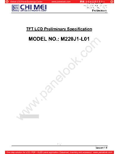 . Various Panel CMO M220J1-L01 0 [DS]  . Various LCD Panels Panel_CMO_M220J1-L01_0_[DS].pdf