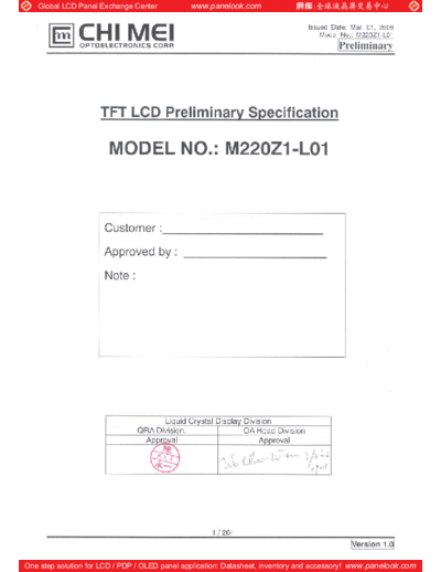 . Various Panel CMO M220Z1-L01 0 [DS]  . Various LCD Panels Panel_CMO_M220Z1-L01_0_[DS].pdf