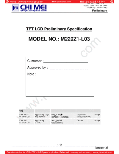. Various Panel CMO M220Z1-L03 0 [DS]  . Various LCD Panels Panel_CMO_M220Z1-L03_0_[DS].pdf