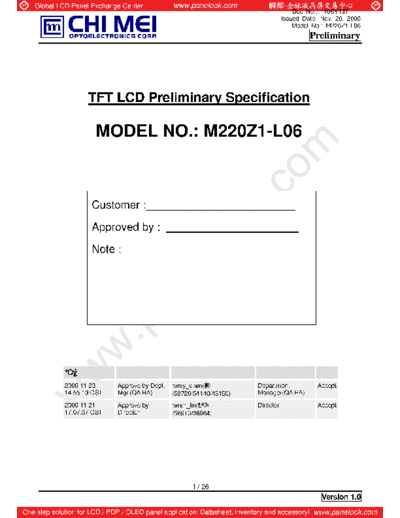 . Various Panel CMO M220Z1-L06 0 [DS]  . Various LCD Panels Panel_CMO_M220Z1-L06_0_[DS].pdf