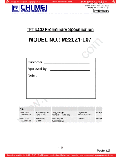 . Various Panel CMO M220Z1-L07 0 [DS]  . Various LCD Panels Panel_CMO_M220Z1-L07_0_[DS].pdf