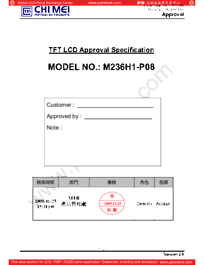 . Various Panel CMO M236H1-P08 0 [DS]  . Various LCD Panels Panel_CMO_M236H1-P08_0_[DS].pdf