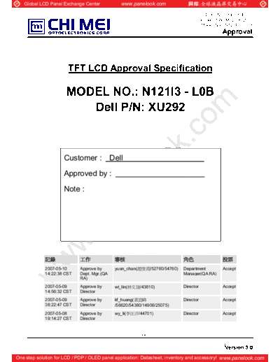 . Various Panel CMO N121I3-L0B 1 [DS]  . Various LCD Panels Panel_CMO_N121I3-L0B_1_[DS].pdf