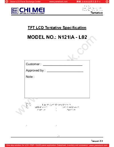 . Various Panel CMO N121IA-L02 0 [DS]  . Various LCD Panels Panel_CMO_N121IA-L02_0_[DS].pdf