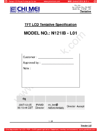 . Various Panel CMO N121IB-L01 0 [DS]  . Various LCD Panels Panel_CMO_N121IB-L01_0_[DS].pdf