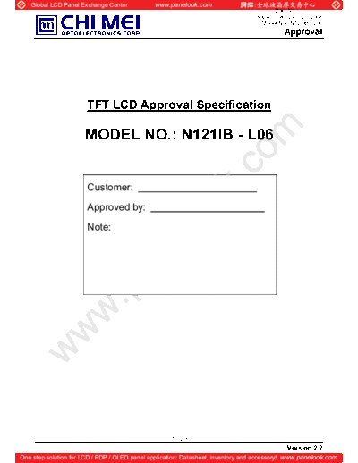 . Various Panel CMO N121IB-L06 0 [DS]  . Various LCD Panels Panel_CMO_N121IB-L06_0_[DS].pdf