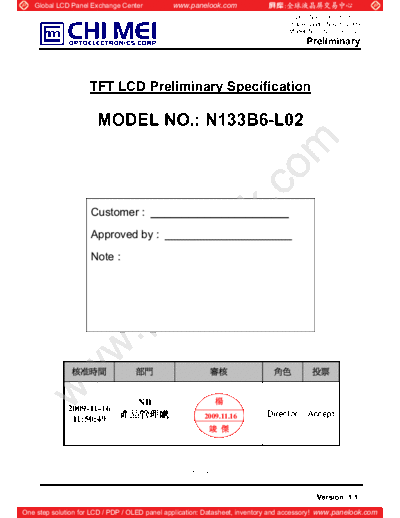 . Various Panel CMO N133B6-L02 0 [DS]  . Various LCD Panels Panel_CMO_N133B6-L02_0_[DS].pdf