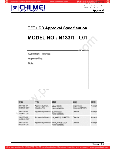 . Various Panel CMO N133I1-L01 6 [DS]  . Various LCD Panels Panel_CMO_N133I1-L01_6_[DS].pdf