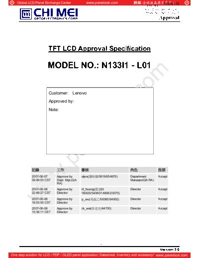 . Various Panel CMO N133I1-L01 7 [DS]  . Various LCD Panels Panel_CMO_N133I1-L01_7_[DS].pdf