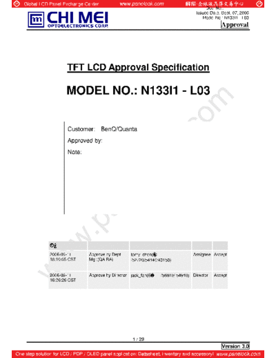 . Various Panel CMO N133I1-L03 4 [DS]  . Various LCD Panels Panel_CMO_N133I1-L03_4_[DS].pdf