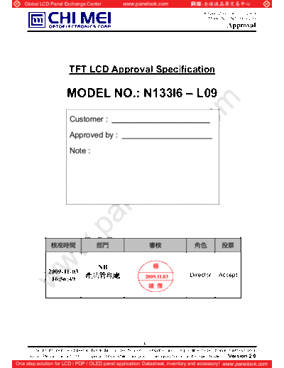 . Various Panel CMO N133I6-L09 0 [DS]  . Various LCD Panels Panel_CMO_N133I6-L09_0_[DS].pdf