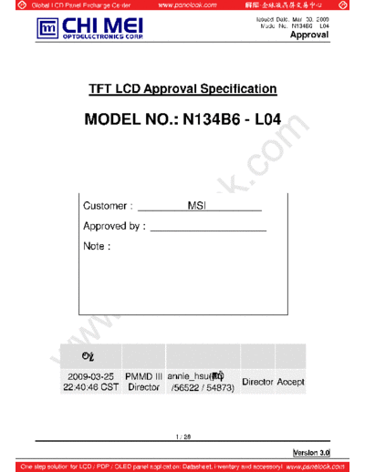 . Various Panel CMO N134B6-L04 2 [DS]  . Various LCD Panels Panel_CMO_N134B6-L04_2_[DS].pdf