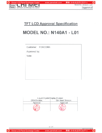 . Various Panel CMO N140A1-L01 2 [DS]  . Various LCD Panels Panel_CMO_N140A1-L01_2_[DS].pdf