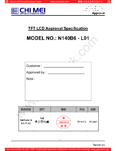 . Various Panel CMO N140B6-L01 3 [DS]  . Various LCD Panels Panel_CMO_N140B6-L01_3_[DS].pdf