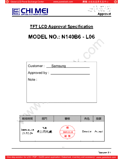 . Various Panel CMO N140B6-L06 1 [DS]  . Various LCD Panels Panel_CMO_N140B6-L06_1_[DS].pdf