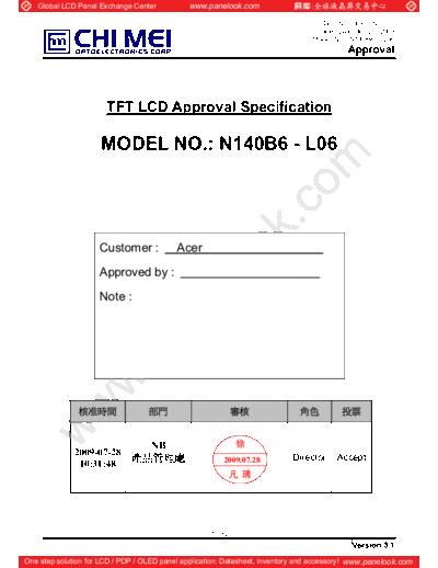 . Various Panel CMO N140B6-L06 5 [DS]  . Various LCD Panels Panel_CMO_N140B6-L06_5_[DS].pdf