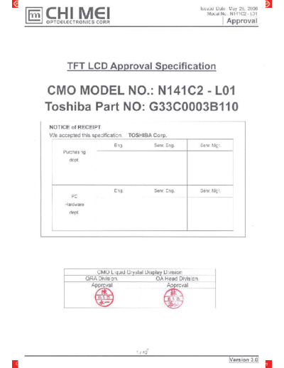 . Various Panel CMO N141C2-L01 1 [DS]  . Various LCD Panels Panel_CMO_N141C2-L01_1_[DS].pdf