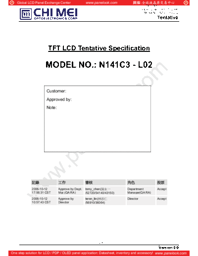 . Various Panel CMO N141C3-L02 0 [DS]  . Various LCD Panels Panel_CMO_N141C3-L02_0_[DS].pdf