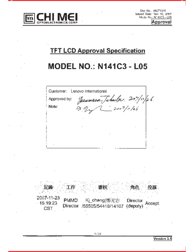 . Various Panel CMO N141C3-L05 0 [DS]  . Various LCD Panels Panel_CMO_N141C3-L05_0_[DS].pdf