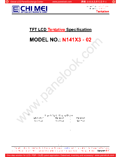 . Various Panel CMO N141X3-02 0 [DS]  . Various LCD Panels Panel_CMO_N141X3-02_0_[DS].pdf