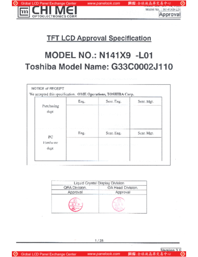 . Various Panel CMO N141X9-L01 0 [DS]  . Various LCD Panels Panel_CMO_N141X9-L01_0_[DS].pdf