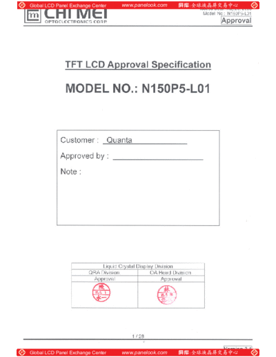 . Various Panel CMO N150P5-L01 2 [DS]  . Various LCD Panels Panel_CMO_N150P5-L01_2_[DS].pdf