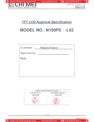 . Various Panel CMO N150P5-L02 0 [DS]  . Various LCD Panels Panel_CMO_N150P5-L02_0_[DS].pdf