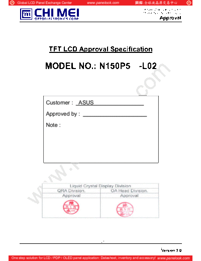 . Various Panel CMO N150P5-L02 1 [DS]  . Various LCD Panels Panel_CMO_N150P5-L02_1_[DS].pdf