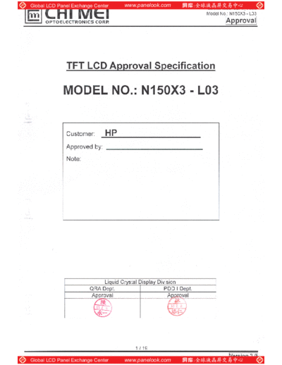 . Various Panel CMO N150X3-L03 1 [DS]  . Various LCD Panels Panel_CMO_N150X3-L03_1_[DS].pdf