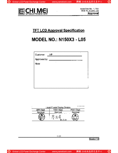 . Various Panel CMO N150X3-L05 0 [DS]  . Various LCD Panels Panel_CMO_N150X3-L05_0_[DS].pdf