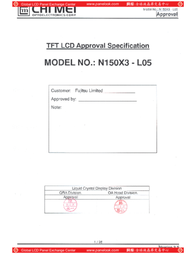. Various Panel CMO N150X3-L05 4 [DS]  . Various LCD Panels Panel_CMO_N150X3-L05_4_[DS].pdf