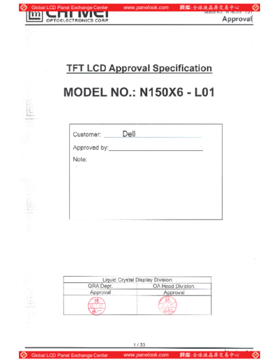 . Various Panel CMO N150X6-L01 0 [DS]  . Various LCD Panels Panel_CMO_N150X6-L01_0_[DS].pdf