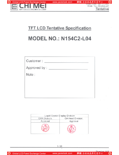 . Various Panel CMO N154C2-L04 0 [DS]  . Various LCD Panels Panel_CMO_N154C2-L04_0_[DS].pdf