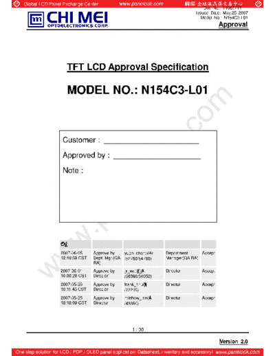 . Various Panel CMO N154C3-L01 2 [DS]  . Various LCD Panels Panel_CMO_N154C3-L01_2_[DS].pdf