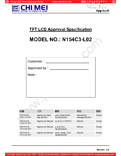 . Various Panel CMO N154C3-L02 1 [DS]  . Various LCD Panels Panel_CMO_N154C3-L02_1_[DS].pdf