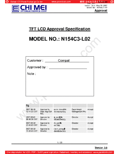 . Various Panel CMO N154C3-L02 2 [DS]  . Various LCD Panels Panel_CMO_N154C3-L02_2_[DS].pdf