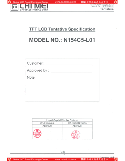 . Various Panel CMO N154C5-L01 1 [DS]  . Various LCD Panels Panel_CMO_N154C5-L01_1_[DS].pdf