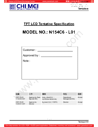 . Various Panel CMO N154C6-L01 0 [DS]  . Various LCD Panels Panel_CMO_N154C6-L01_0_[DS].pdf