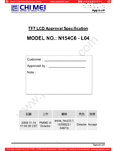 . Various Panel CMO N154C6-L04 0 [DS]  . Various LCD Panels Panel_CMO_N154C6-L04_0_[DS].pdf