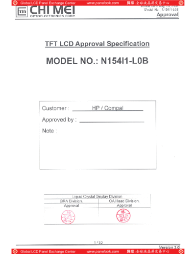 . Various Panel CMO N154I1-L0B 0 [DS]  . Various LCD Panels Panel_CMO_N154I1-L0B_0_[DS].pdf