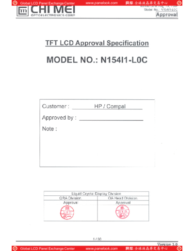 . Various Panel CMO N154I1-L0C 0 [DS]  . Various LCD Panels Panel_CMO_N154I1-L0C_0_[DS].pdf