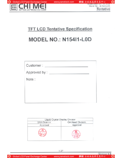 . Various Panel CMO N154I1-L0D 0 [DS]  . Various LCD Panels Panel_CMO_N154I1-L0D_0_[DS].pdf