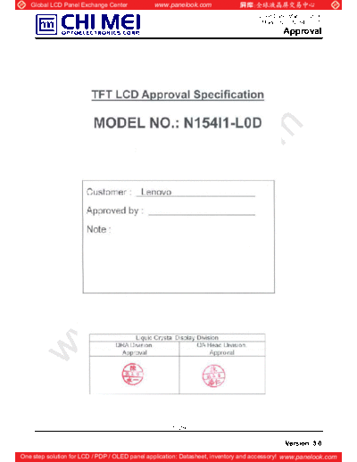 . Various Panel CMO N154I1-L0D 2 [DS]  . Various LCD Panels Panel_CMO_N154I1-L0D_2_[DS].pdf