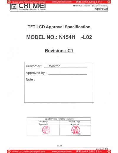 . Various Panel CMO N154I1-L02 1 [DS]  . Various LCD Panels Panel_CMO_N154I1-L02_1_[DS].pdf