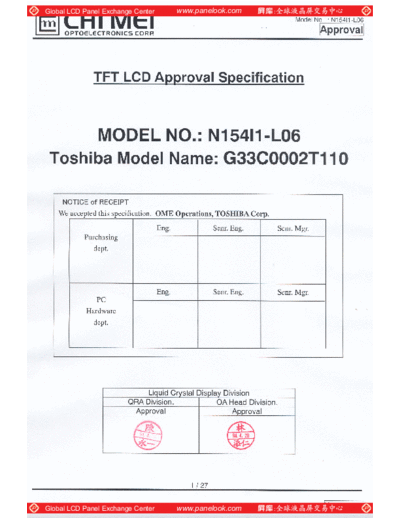 . Various Panel CMO N154I1-L06 0 [DS]  . Various LCD Panels Panel_CMO_N154I1-L06_0_[DS].pdf