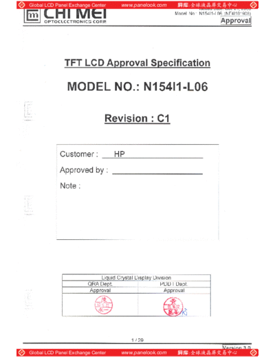 . Various Panel CMO N154I1-L06 Rev-C1 0 [DS]  . Various LCD Panels Panel_CMO_N154I1-L06_Rev-C1_0_[DS].pdf