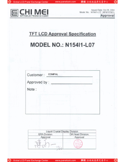 . Various Panel CMO N154I1-L07 0 [DS]  . Various LCD Panels Panel_CMO_N154I1-L07_0_[DS].pdf