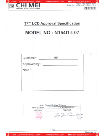 . Various Panel CMO N154I1-L07 1 [DS]  . Various LCD Panels Panel_CMO_N154I1-L07_1_[DS].pdf