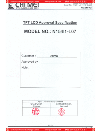 . Various Panel CMO N154I1-L07 4 [DS]  . Various LCD Panels Panel_CMO_N154I1-L07_4_[DS].pdf