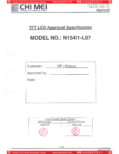 . Various Panel CMO N154I1-L07 7 [DS]  . Various LCD Panels Panel_CMO_N154I1-L07_7_[DS].pdf